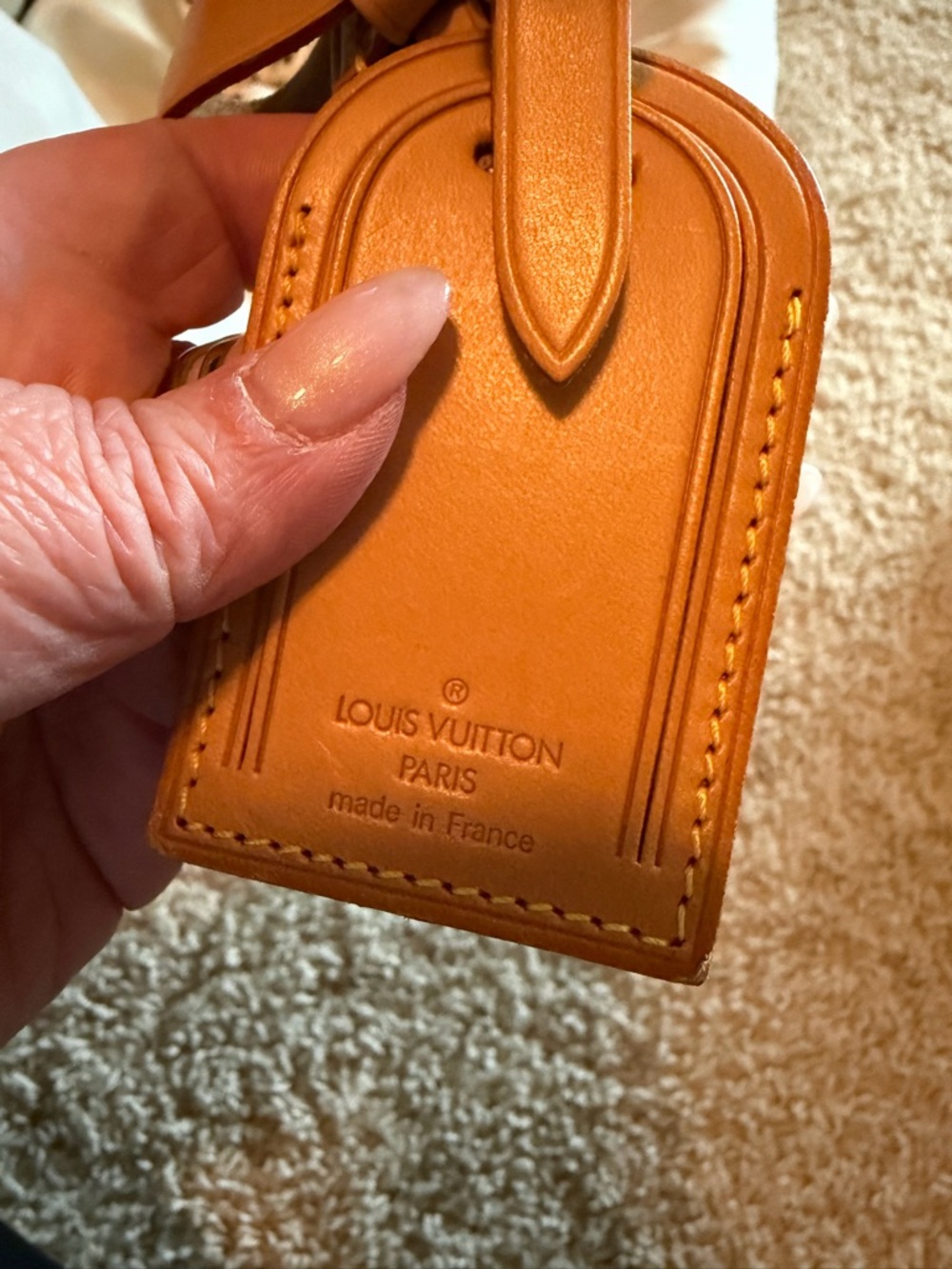 Louis Vuitton Tan Leather Luggage Tag with Strap - Picture 2 of 4